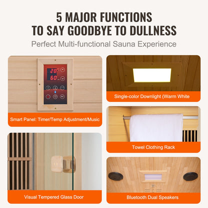 Far Infrared Wooden Sauna Room Home Sauna Spa for 1 Person1140W
